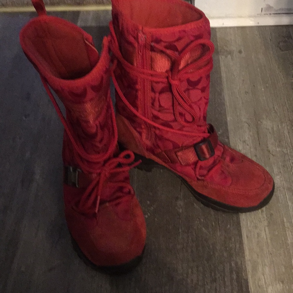 Coach Red Winter Boots